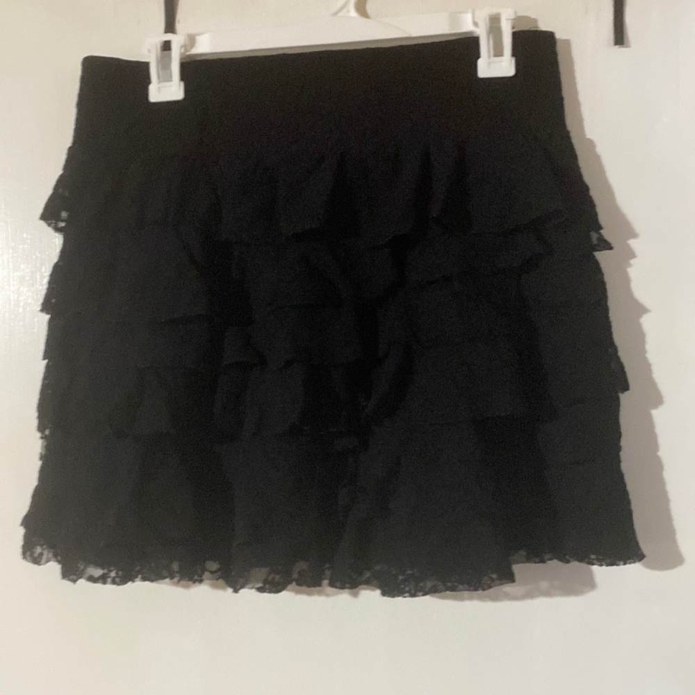 Express black lace mini skirt